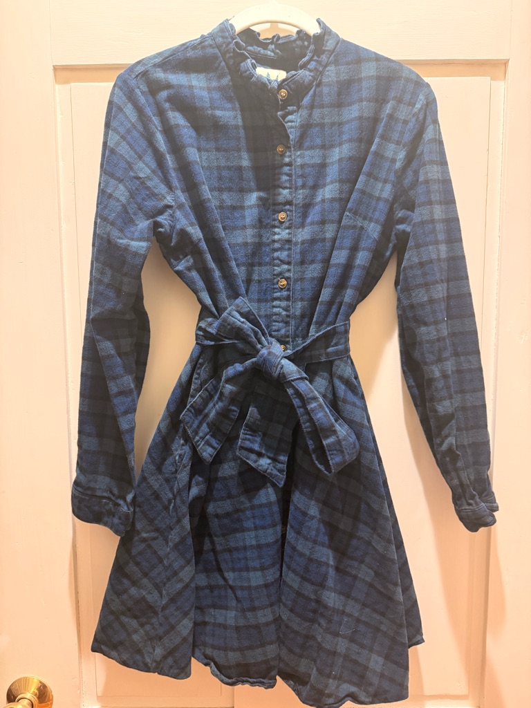 Kiel James Patrick Blue Green Plaid Shirt Dress